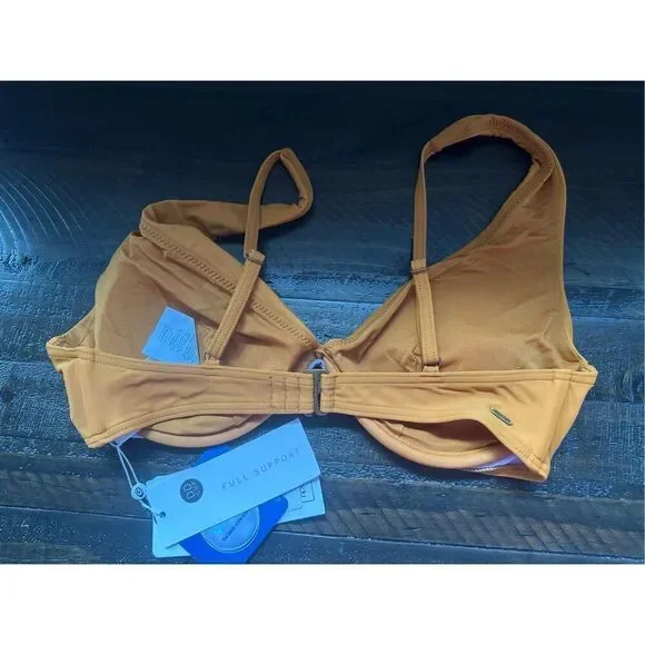 RIP CURL Women’s Surf Bikini Top, Sz M, DD Plunge, Honey Yellow V-neck - Picture 6 of 7